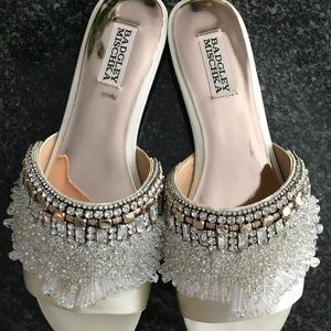 Badgley Mischka slides. Never worn. Size 8M. Ivory